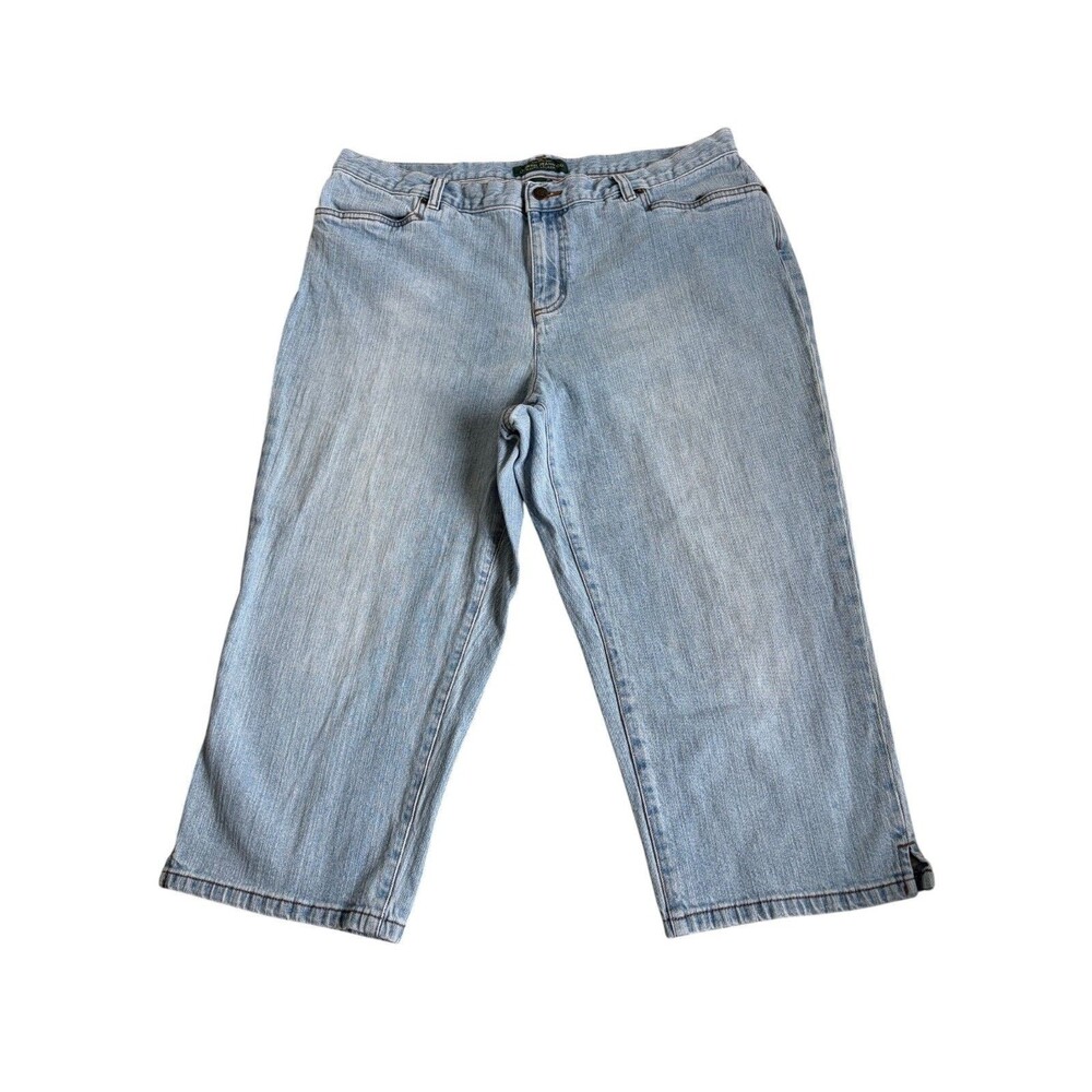 Lauren Jeans Co Ralph Lauren Blue Cropped Denim Pants Capris Size 16W Stretch